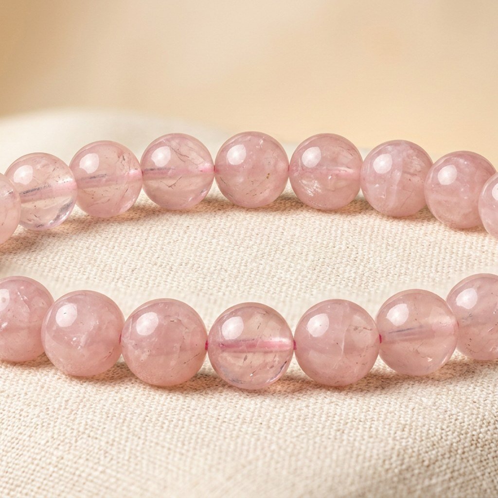 Rose Quartz Bead Bracelet view 2