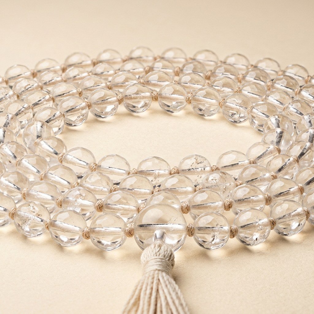 Clear Quartz Crystal Mala