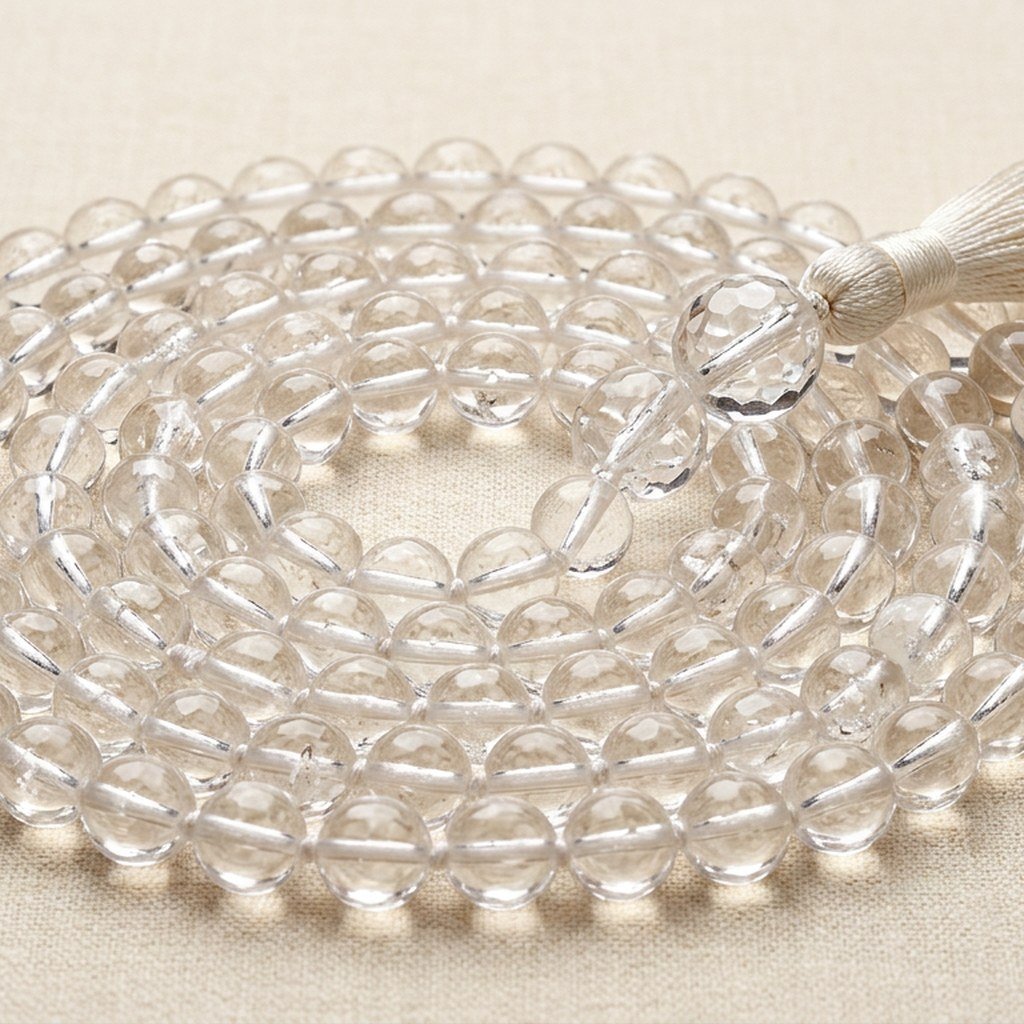 Clear Quartz Crystal Mala view 2
