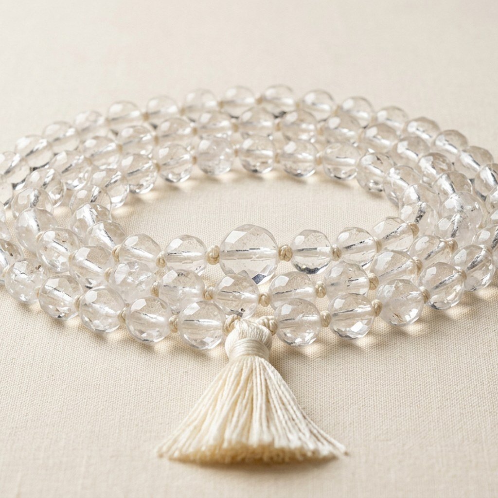Clear Quartz Crystal Mala view 3