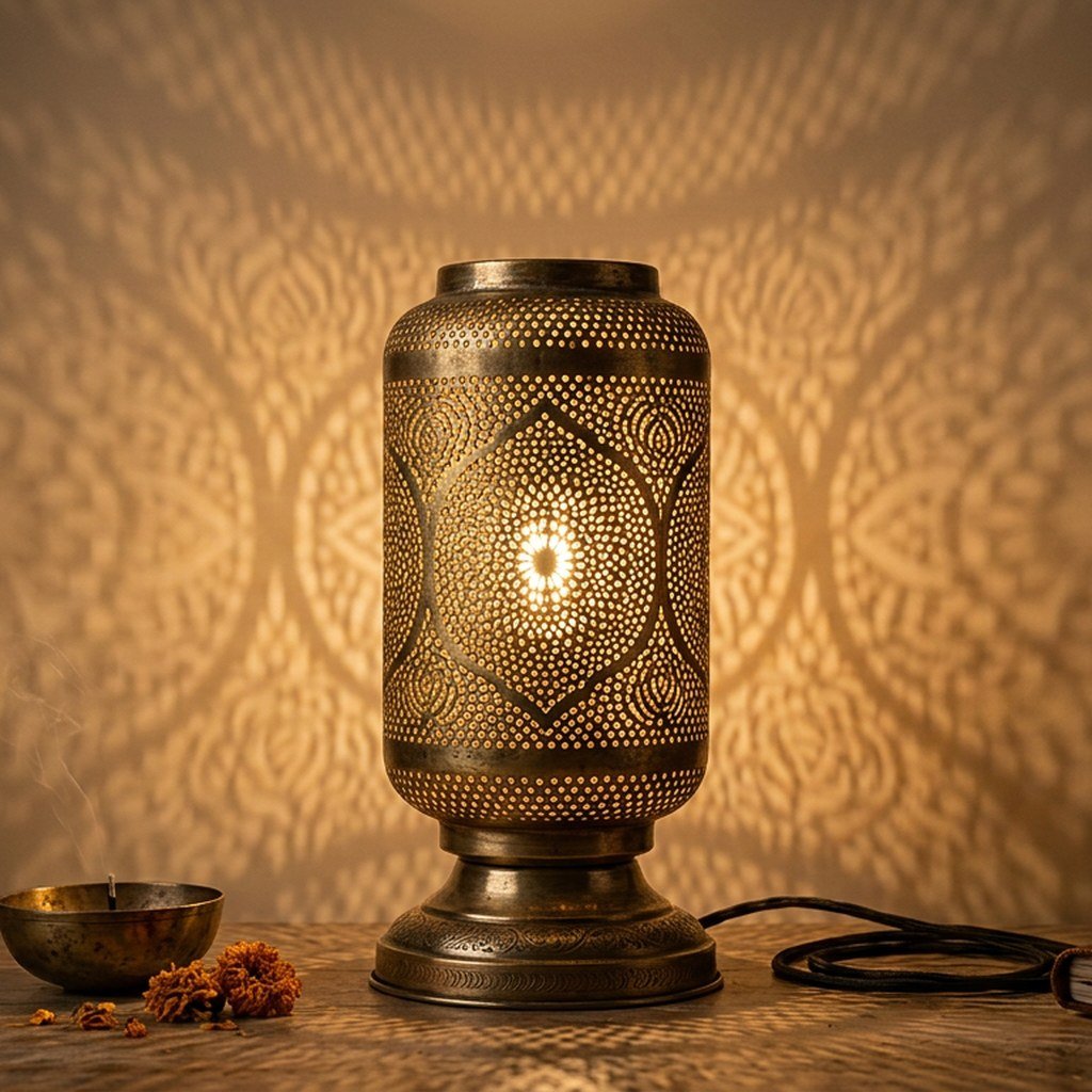 Pierced Brass Decorative Lamp
