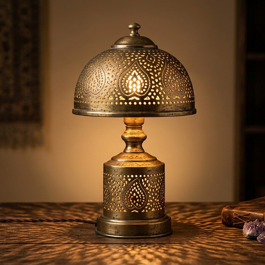 Pierced Brass Decorative Lamp view 2