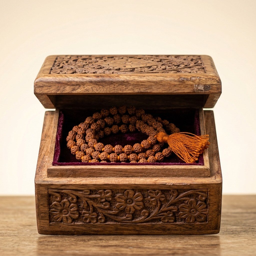 Carved Mala Storage Box