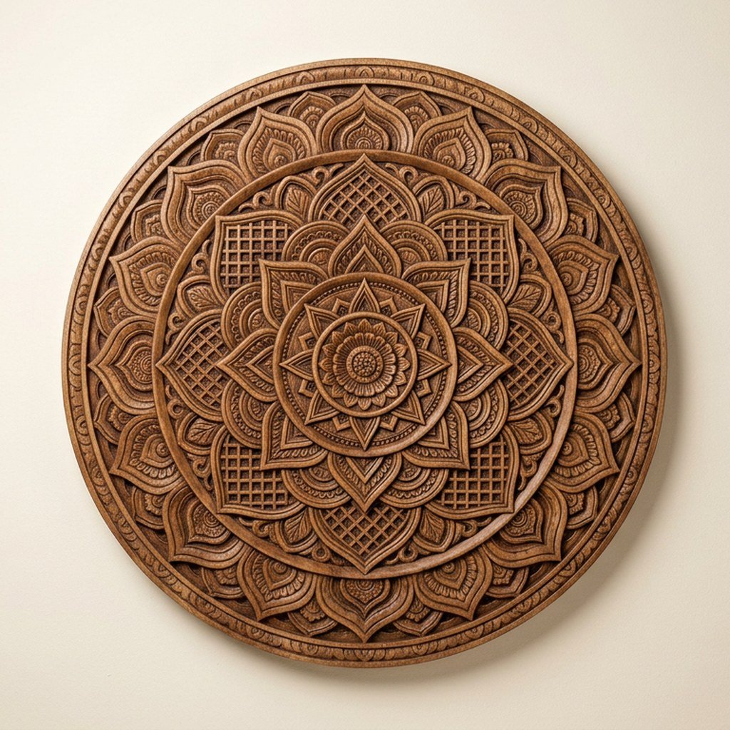Carved Mandala Wall Panel