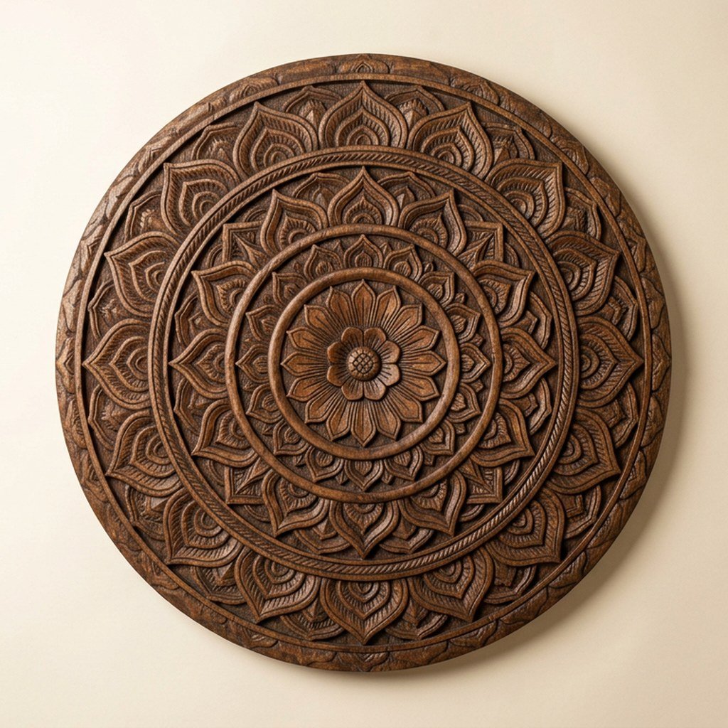 Carved Mandala Wall Panel view 3