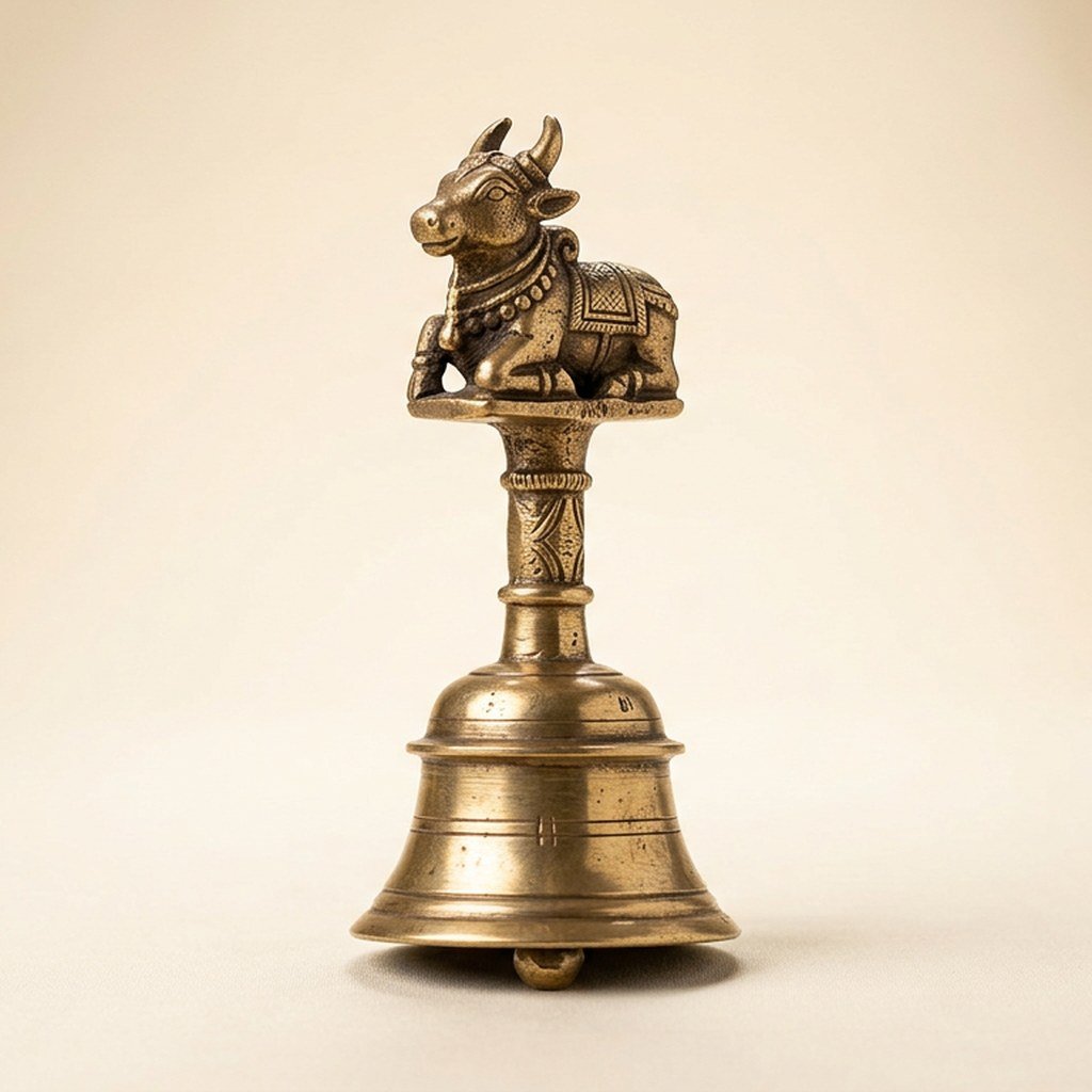 Hand-Cast Brass Puja Bell view 2
