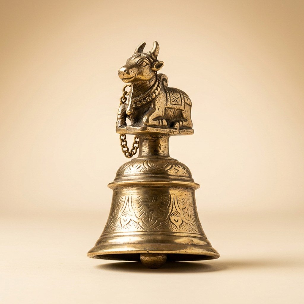 Hand-Cast Brass Puja Bell view 3