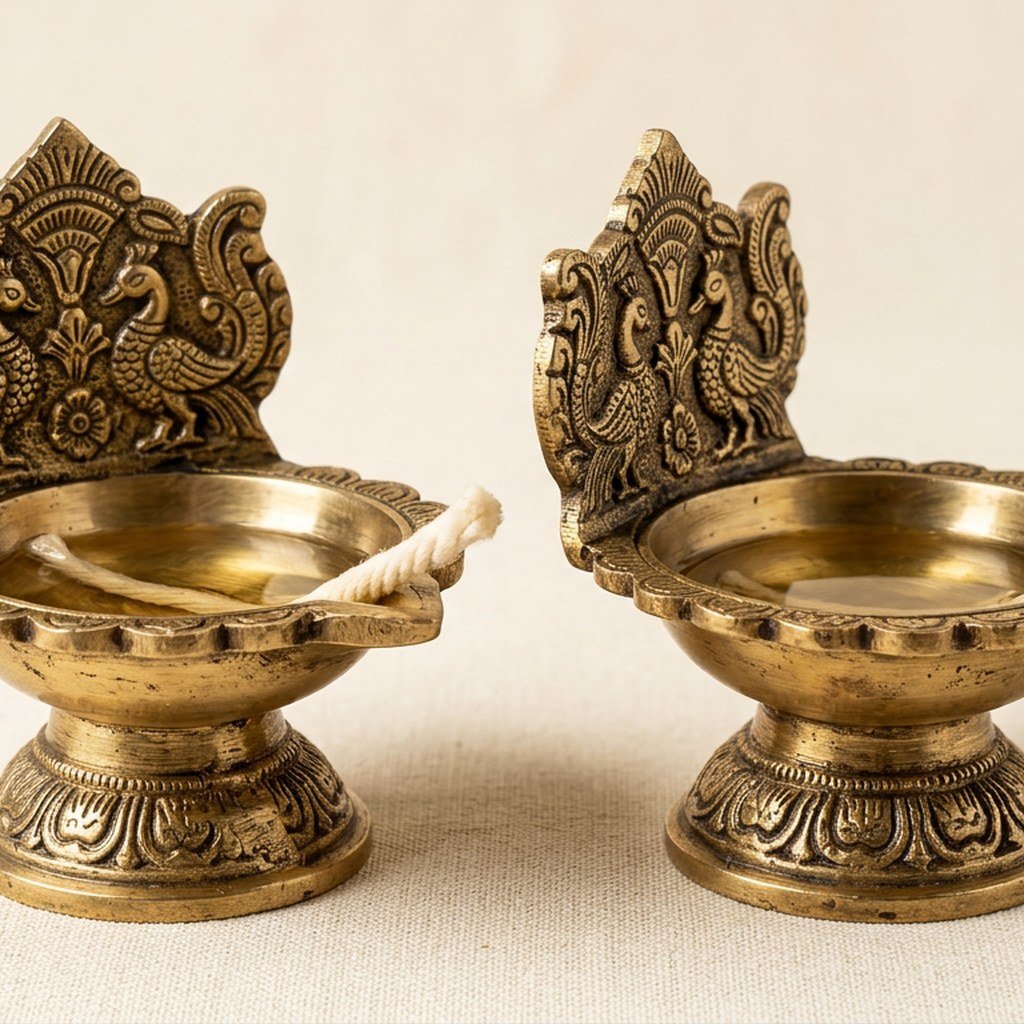 Brass Deepak Diya Pair view 3