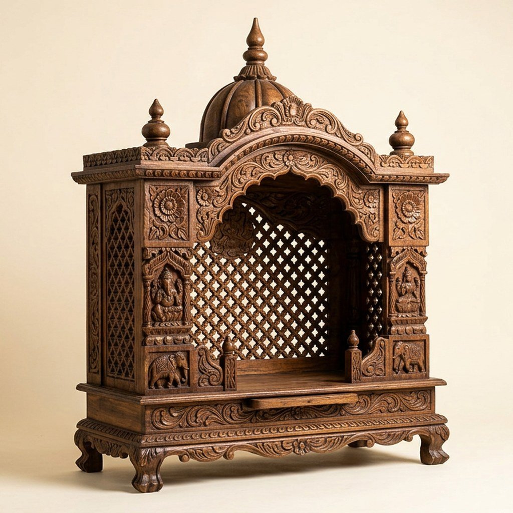 Carved Wooden Temple Arch Décor view 2