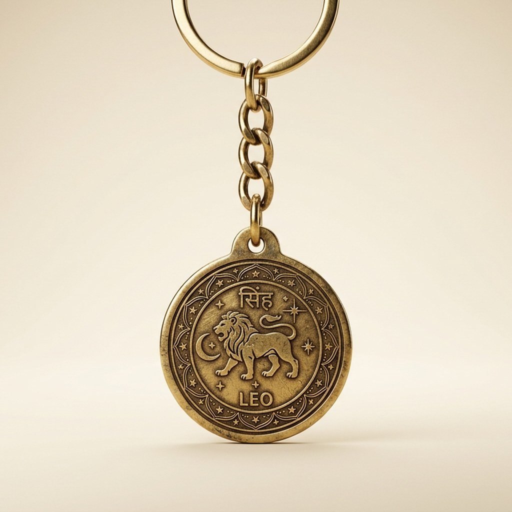 Brass Zodiac Keychain view 3